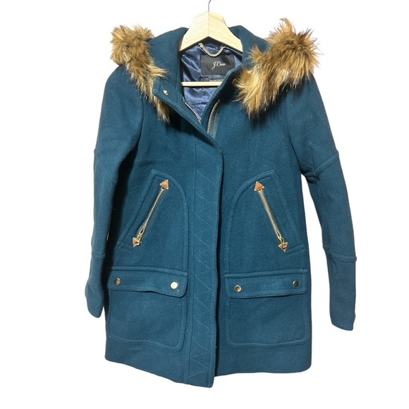 Like New - J. Crew Chateau Parka - Italian Stadium Cloth - Midnight green - O/P - Picture 2 of 3